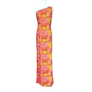 Mia Bella New with Tag One-Shoulder Colorful Beaded Maxi Dress Size M Lined